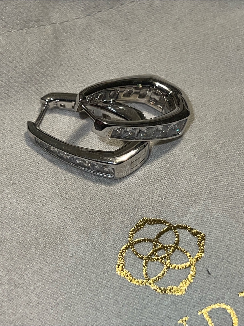 Kendra Scott Silver Pavé Crystal Elongated Huggie Hoop Earrings